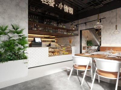 工业风咖啡厅3D模型下载